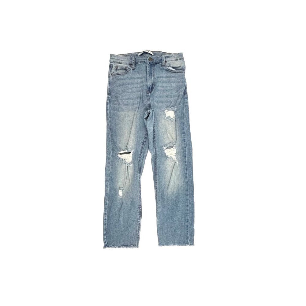 Celebrity Pink Jeans Women 5 Blue Distressed Raw Hem High Rise‎ Cropped Denim